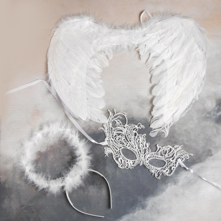 Карнавальный набор «Белый ангел» (маска, крылья, ободок с нимбом) Карнавальный набор «Белый ангел» (маска, крылья, ободок с нимбом)